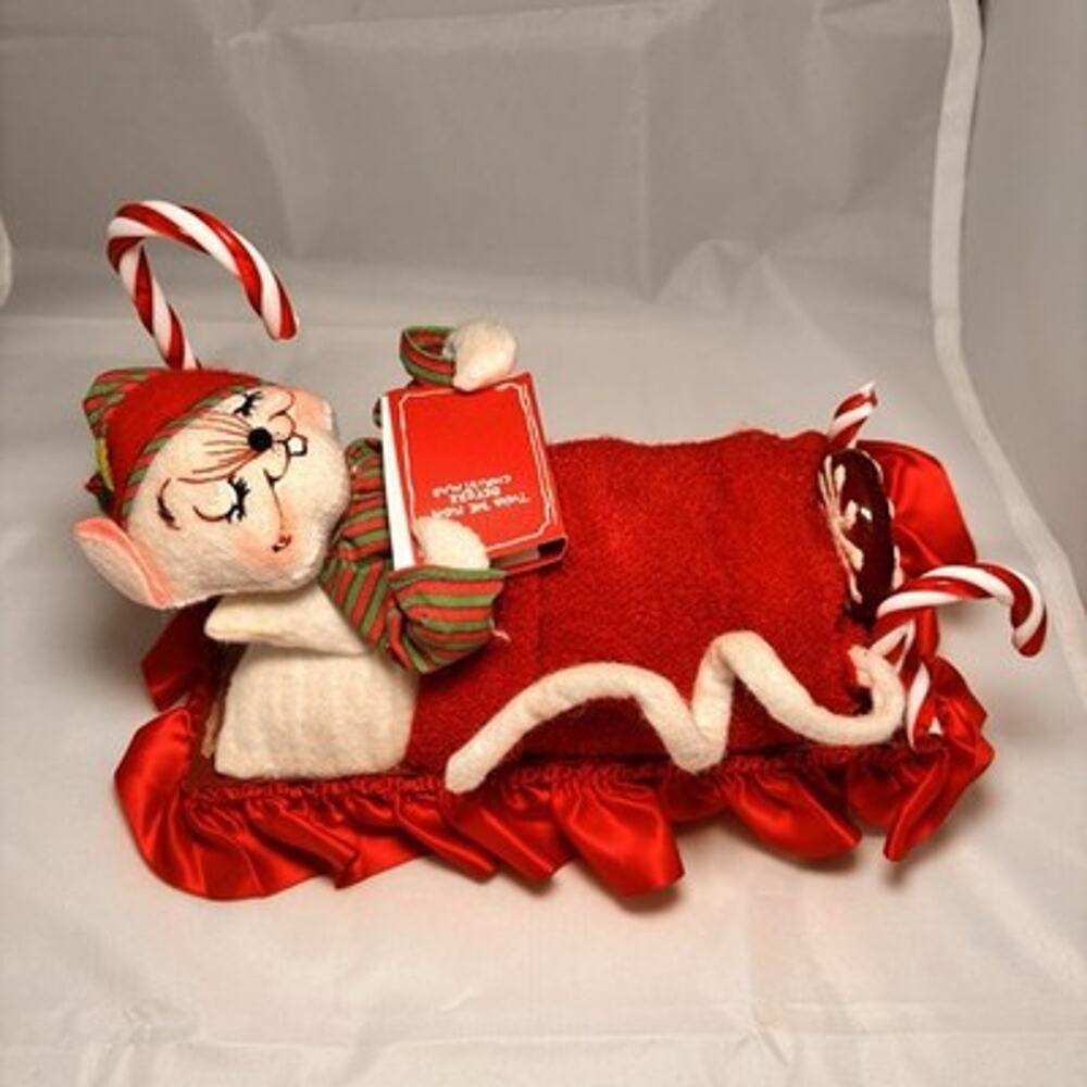 Vintage Annalee Christmas Mouse Bed Twas The Night Before Christmas 8” Decor